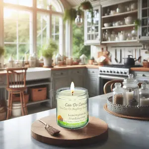 Can Do Candles Lemongrass & Frankincense Soy Wax Candle 14 oz Cotton Wick Scented Jar Candle Decoration Decor