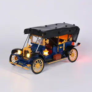 JMBricklayer Vintage Car Model Building Set 50003 1226 PCS Classic Blue & Gold Detailing Building Kit for Enthusiasts