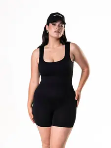 HeyShape Square Neck Shapewear Jumpsuit - Sleeveless Tank Top Scrunch Yoga Bodysuit Basic Breathable Activewear for Women
