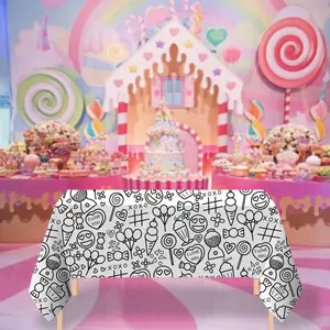 Candy Coloring Tablecloth Artist Gift for Kids Adults Anxiety Activity