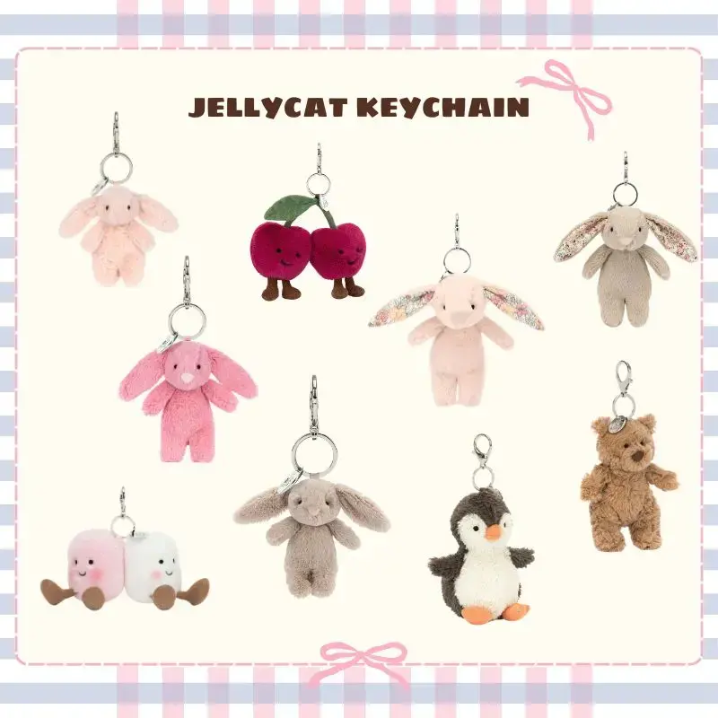 Jellycat Bag Charm Collection – Cute Plush Stuffed Animal Keychains for Backpack Handbag Purse & Car Keys, Kawaii Accessories for Women Kids Teens, Birthday Christmas Holiday Gifts