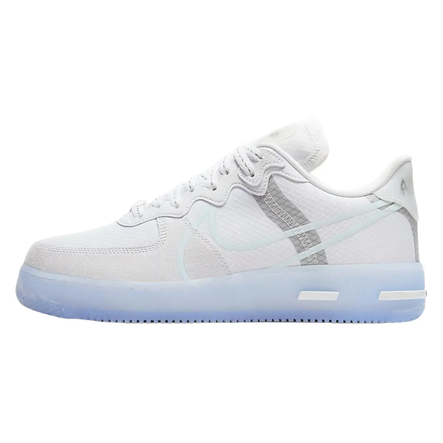 Nike Air Force 1 React QS 'White Ice' Men's Sneaker, Performance Footwear with Enhanced React Cushioning, Smooth Responsiveness, All-Day Comfort and Lightweight Construction, All-Day Wear, Iconic Look, Athletic, Solid, Clean White Upper, Soft Support