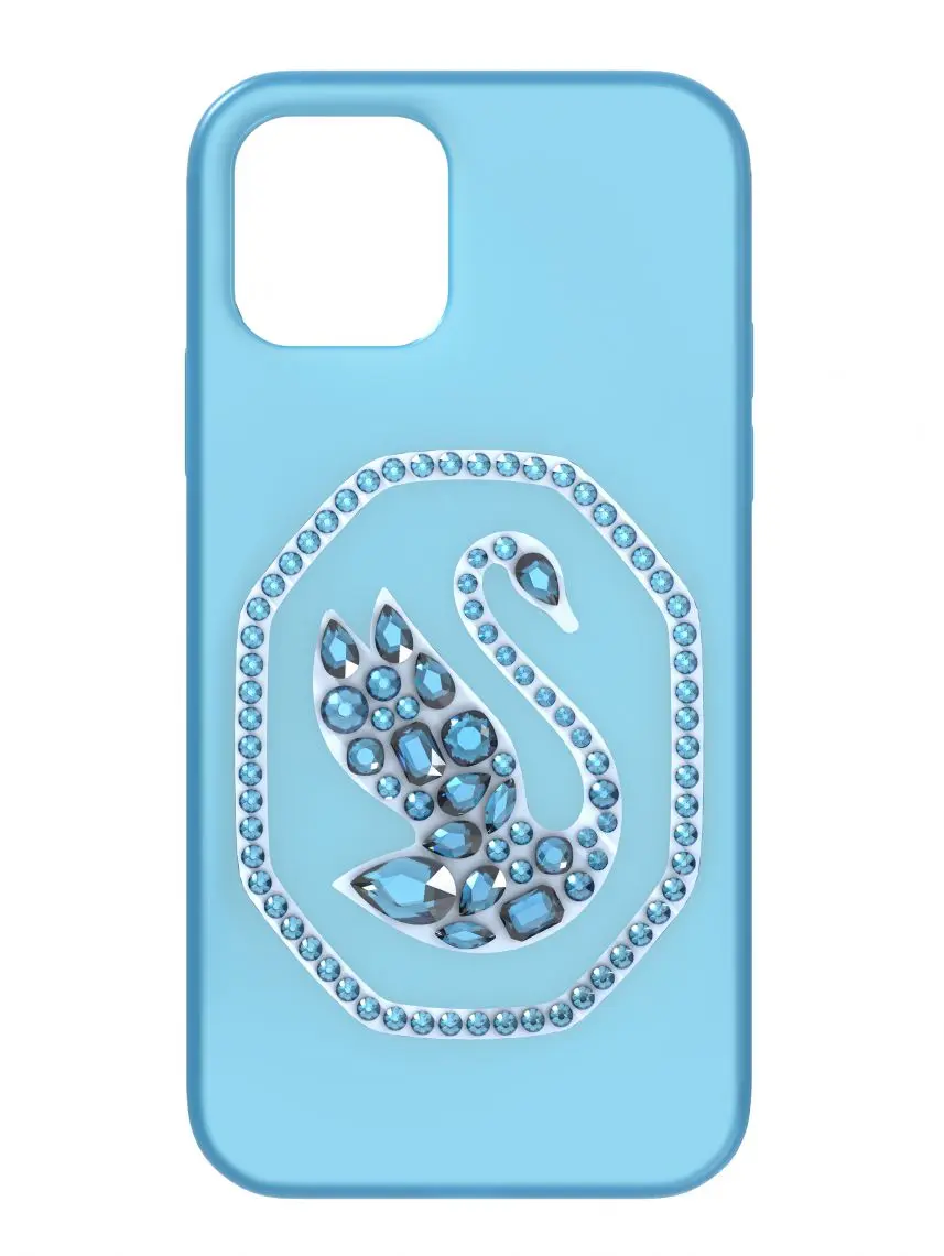 Swarovski Signum Cellphone Case for iPhone 12/12 Pro, Blue Swan Cover with Tonal Crystal Accents, Protective Accessories, A Brilliant Gift Idea, Casing, Devices, Signum Series