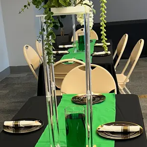 VEVOR 10PCS 23.6inch High Wedding Flower Stand, TikTokShopBlackFriday, With Acrylic Laminate,Acrylic Vase Column Geometric Centerpiece Stands, Floral Display Rack for T-Stage Events Reception, Party Decoration