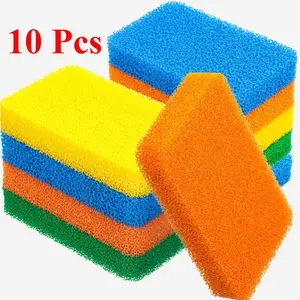 10 Pcs Silicone Dish Sponge Silicone Scrubber Reusable Kitchen Scrubbing Cleaning Sponge Soft Dish Scrubber for Fruit Vegetable