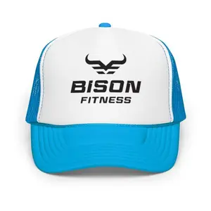 Bison Fitness Foam Trucker Hat - High-Quality Polyester & Foam, Adjustable Snap, Breathable Mesh Back, 5-Panel Cap, One Size Fits Most