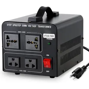 1500W Step Up & Step Down  Transformer Converter 110V to 220V or 220V/230V/240V to 110V/120V Power Converter w/ Power Cord,Circuit Breaker Protection