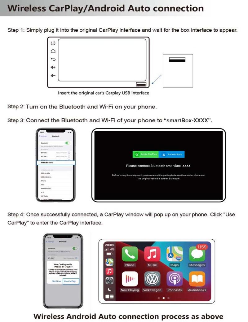 2026  2 in 1 Wireless CarPlay Adapter, for both Apple and Android,converts wired to wireless, suitable for factory wired CarPlay cars Portable Fast Charging Solution