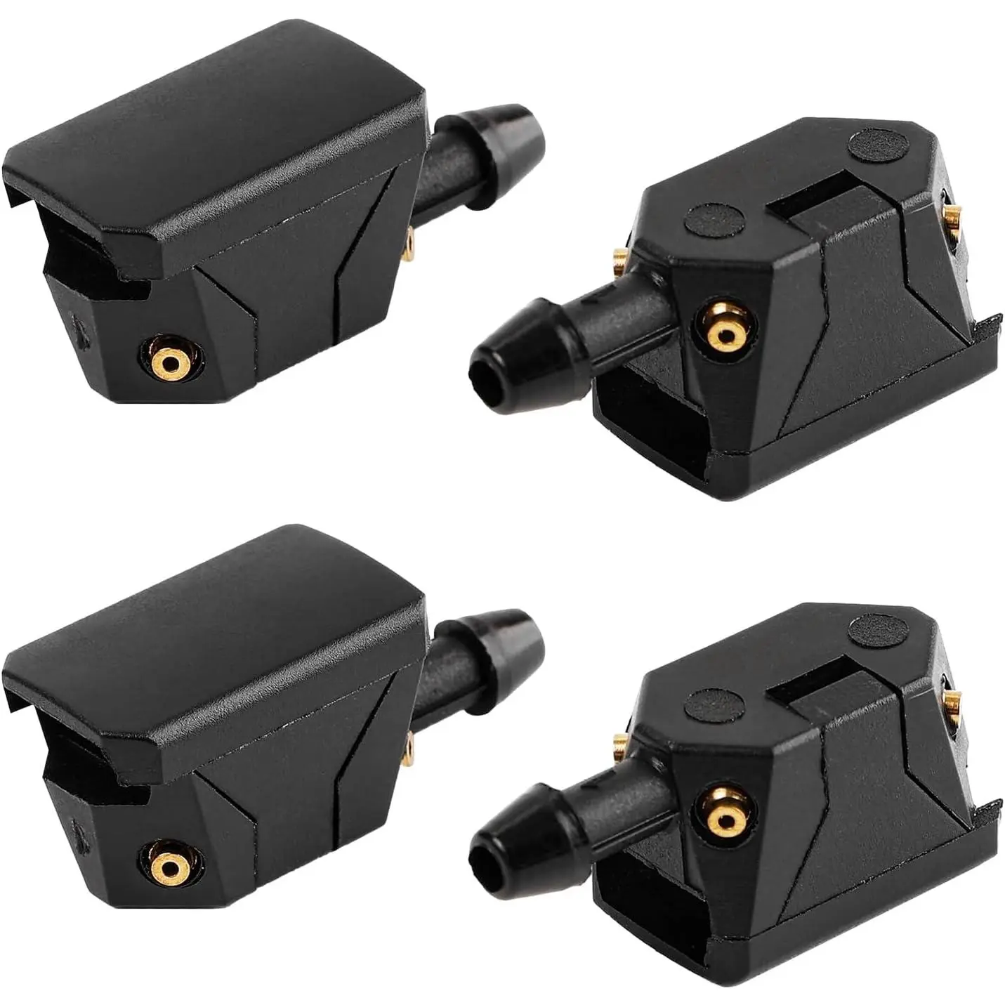 4 Pieces Car Front Windshield Washer Sprayer Nozzles, 4 Holes Auto Windshield Wiper Arm Spray Head, Left Right Universal Vehicle Windshield Washer Nozzle Replacement Parts, General Car Exterior Accessories Set