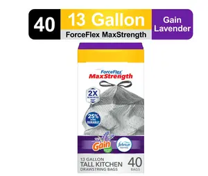 Tall Kitchen Drawstring Trash Bags, 13 Gallon, Lavender Scent, 40 Count