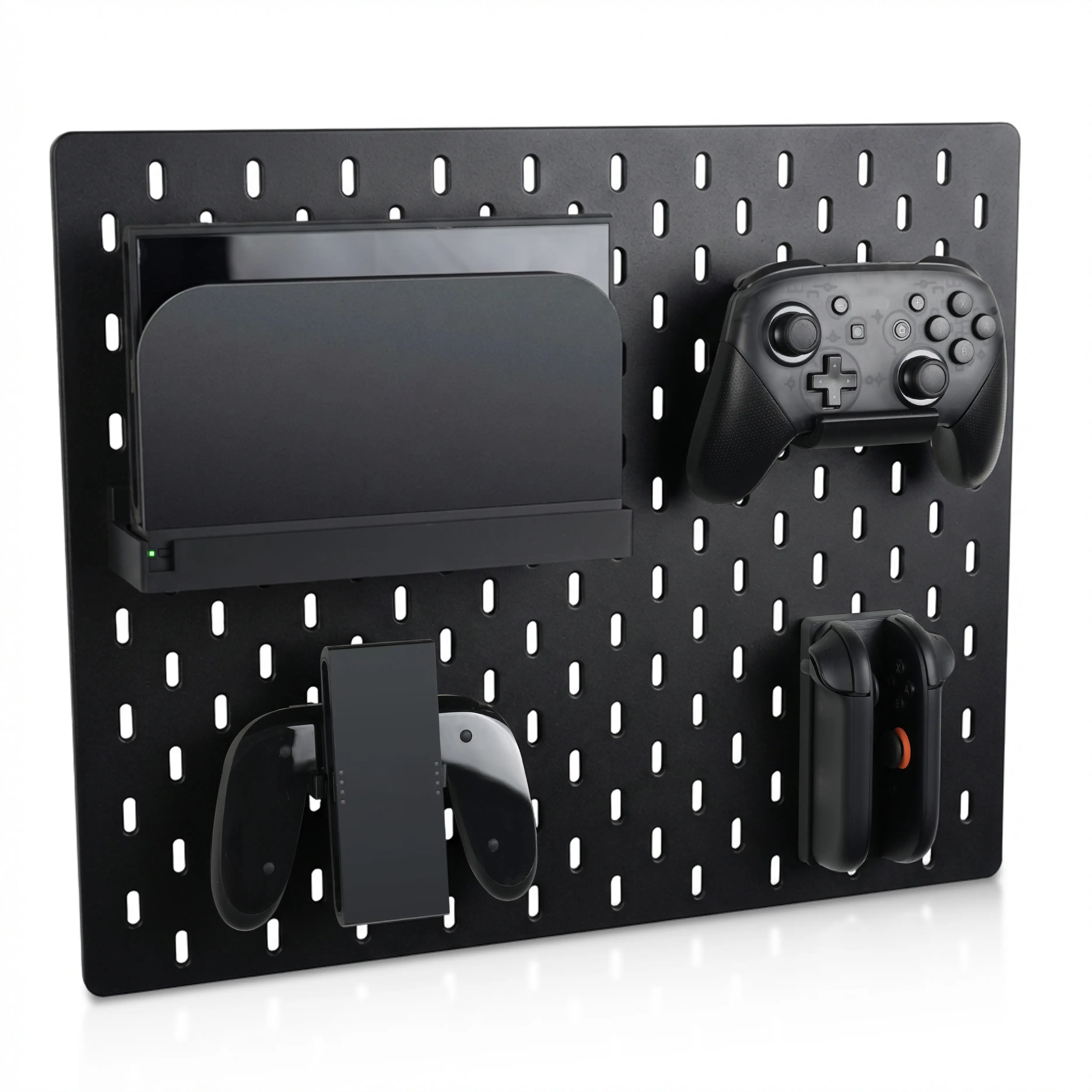 Pegboard Organizer for Nintendo Switch 2 Compatible with IKEA SKADIS｜NS2 Dock Shelf, Gaming Pro Controller Holder, JoyCon Magnetic Holder, JoyCon Grip Stand | 4pcs