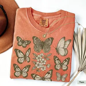 Comfort Colors Vintage Butterfly Shirt, Butterly Lover Shirt, Butterflies Shirt, Cottagecore Aesthetic Graphic Tee, Butterfly Graphic Tee