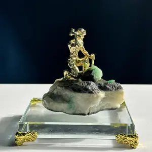 Beautiful Natural Gemstones Mineral Crystal Emerald Rock Metal Miner Display