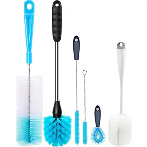 1/3/6 Pcs Kitchen Cleaning Brush Set, Long Handle Bottle Cleaning Brush Suitable for Cleaning Water Bottles, Glasses, Narrow Cup Straws