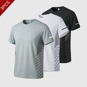 Men's Ice Silk Sports T-shirt with Mesh Splicing Design Essential for Running Fitness Training Outdoor Sports Athletic Fashion 5PCS