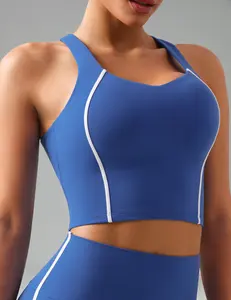 Dreamlux Cropped Racerback Tank Top w/ Contrast Stripes