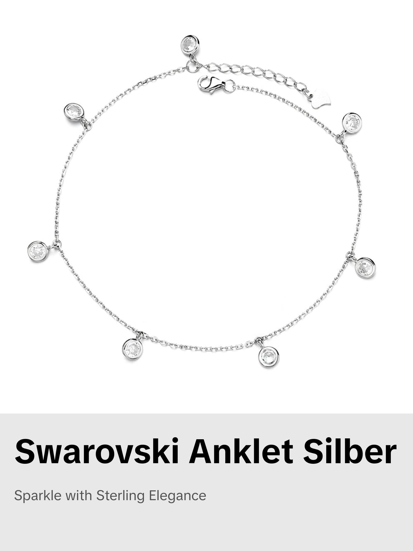 Sterling Silver Swarovski Cyrstal Bezel Anklet