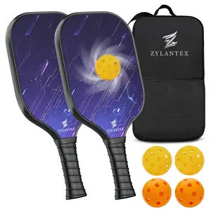 Pickleball Paddle Set, 2-Piece, PP honeycomb core for enhanced spin and control, includes 4 indoor/outdoor balls, 1 ball bag, and a colorful box, non-slip textured handle, pickleball game equipment, ideal gift for family and friends