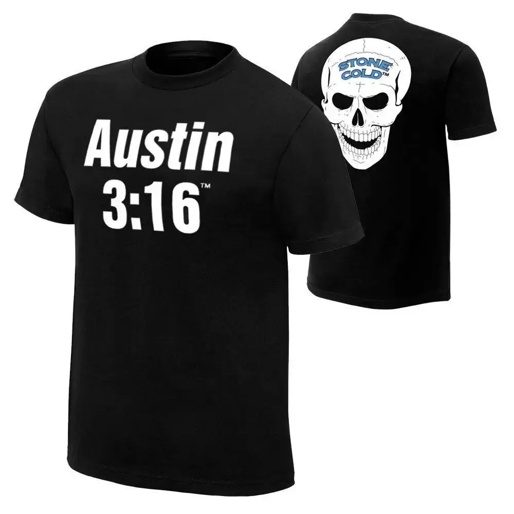 Men's Casual T-Shirt with 3:16 Skull Graphic Print, Short Sleeve 100% Cotton Vintage-Style Wrestling Top, Shortsleeve, Tshirt, Menswear, Round Neck