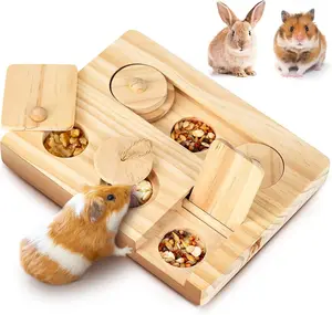 6 in 1 Hamsters Wooden Interactive Enrichment Toys, Treat Dispenser for Small Animal, for Rabbits, Bunny, Chinchillas, Rats and Gerbils