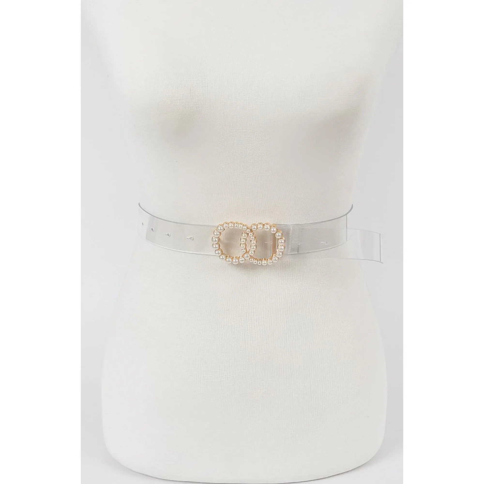 Pearl Buckle Transparent Belt