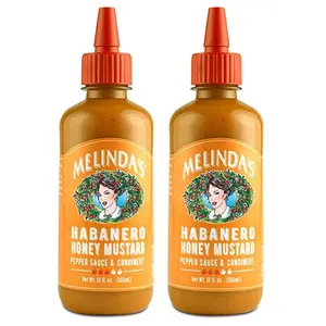Melinda’s Habanero Honey Mustard - Habanero Hot Sauce with Fresh Peppers, Real Mustard - Gluten Free, Keto Hot Sauce - 12 oz, 2 Pack