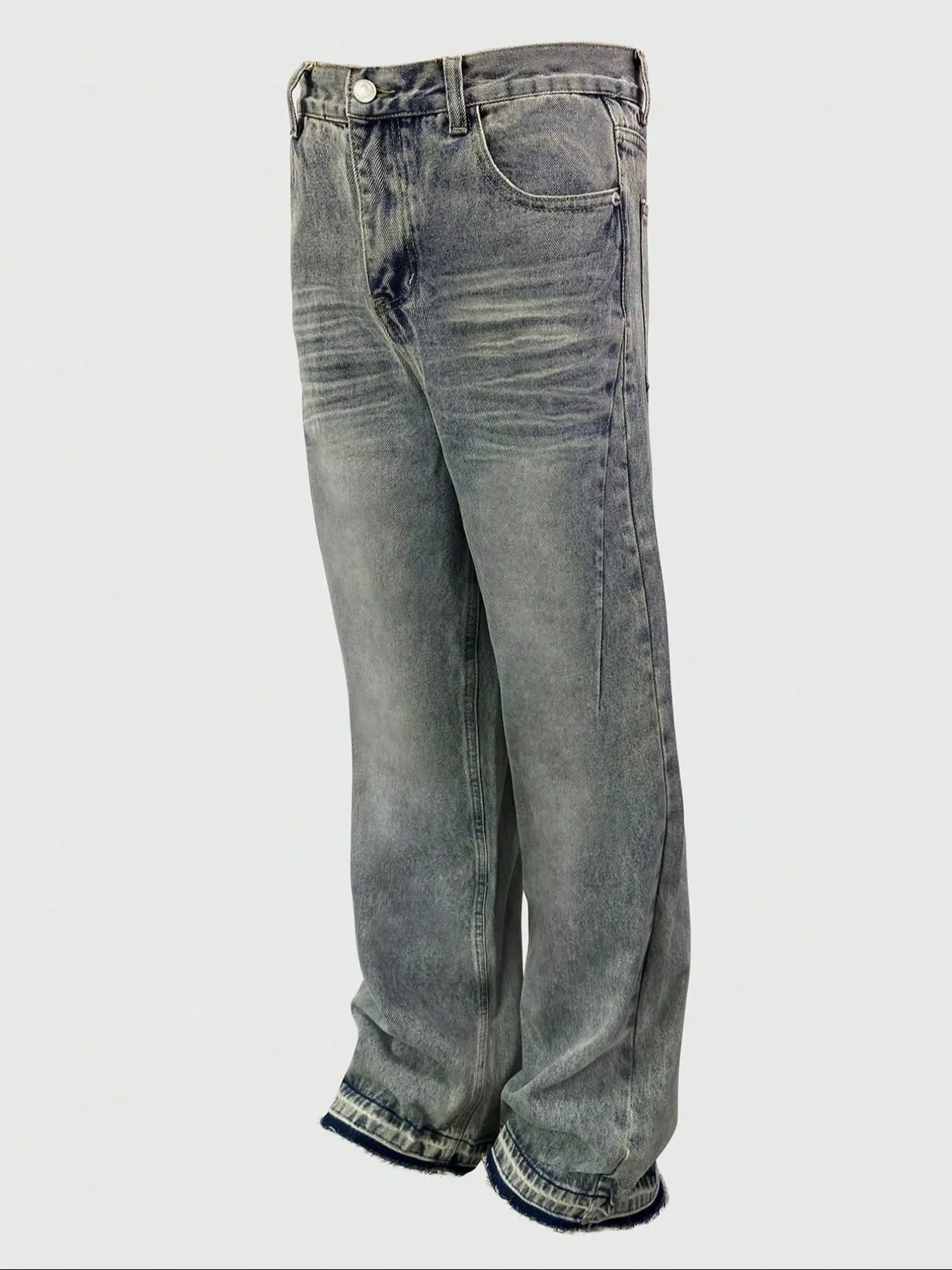 Men's Slim-Fit Denim Jeans, Patched Ripped Jeans, Denim Trousers, Casual Classic Y2K Streetwear Style Patchwork Ripped Design, All-Season Wearable Pants for Men & Women