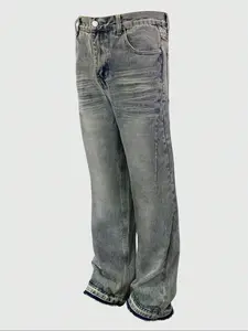 Men's Slim-Fit Denim Jeans, Casual Y2K Streetwear Style Patchwork Ripped Design, All-Season Wearable Pants for Men & Women