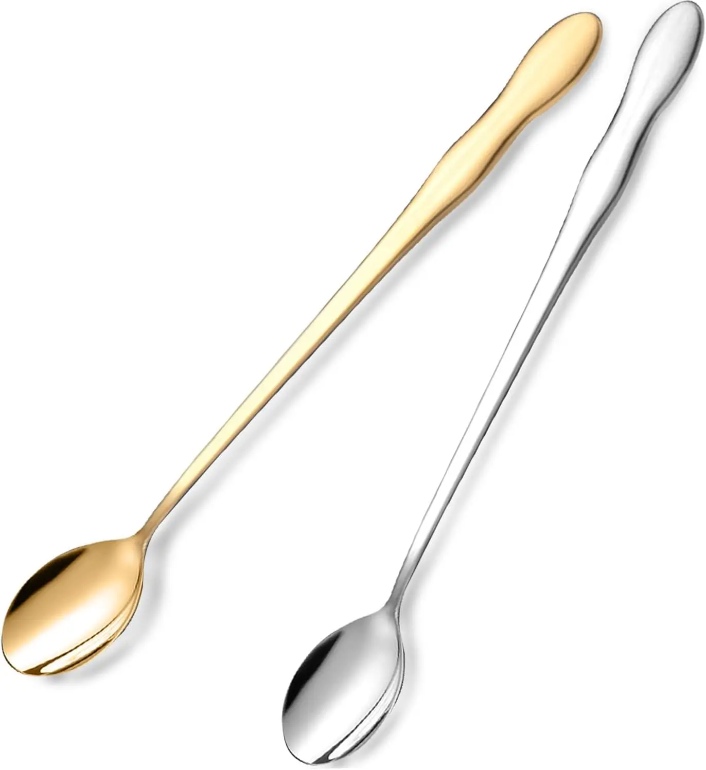 2 PCS Long Coffee Spoons,7.8 Inch Coffee Stirrers,Ice Tea Spoons,Stainless Steel Iced Tea Spoon for Coffee Bar Accessories Tea Mixing Cocktail Stirring Coffee Milkshake Cold Drink (7.8 inch)