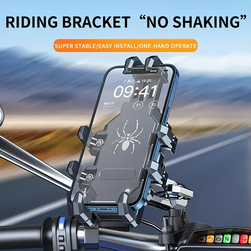 Bike Motorcycle Accessories Riding Bracket - Equipped with Super Stable Vibration Dampening System, Fits 4.5"-7" Smartphones, for 2-Wheeled Vehicles
