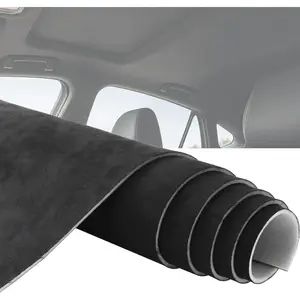 Black Suede Headliner Fabric 96" L x 60" W with 3.5mm Foam Backing – Automotive Roof Liner for Car, Truck, SUV, RV, Boat, Door Panels, Headliners – Folded for Shipping, Smooth After Steaming