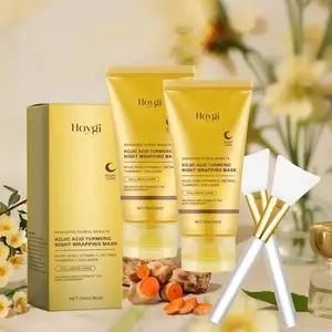 Kojic Acid Turmeric Collagen Night Wrapping Gel Facial Mask 2 Count Set, Hydrating Facial Mask, Overnight Rejuvenation, Glowing Skin Care, Intensive Comfort for Healthy Complexion, Moisturizing Sleeping Mask