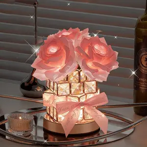 Colorful USB-Powered Crystal Rose Lamp - A warm and charming bedroom decorative lamp that can be used as a bedside lamp, birthday gift, or table lamp. Suitable as a gift for your girlfriend, mother, anniversary, or wedding anniversary.
