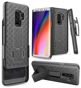Case with Clip for Galaxy S9 Plus, Nakedcellphone Black Kickstand Cover + Belt Hip Holster for Samsung Galaxy S9 Plus, SM-G965, S9+