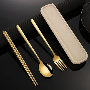 Stainless Steel Cutlery Set, Durable Cutlery, 3 Counts/set Including Spoon, Fork & Chopsticks, Portable Tableware Set for Outdoor Camping Travel Picnic Set, Outdoor Camping Supplies