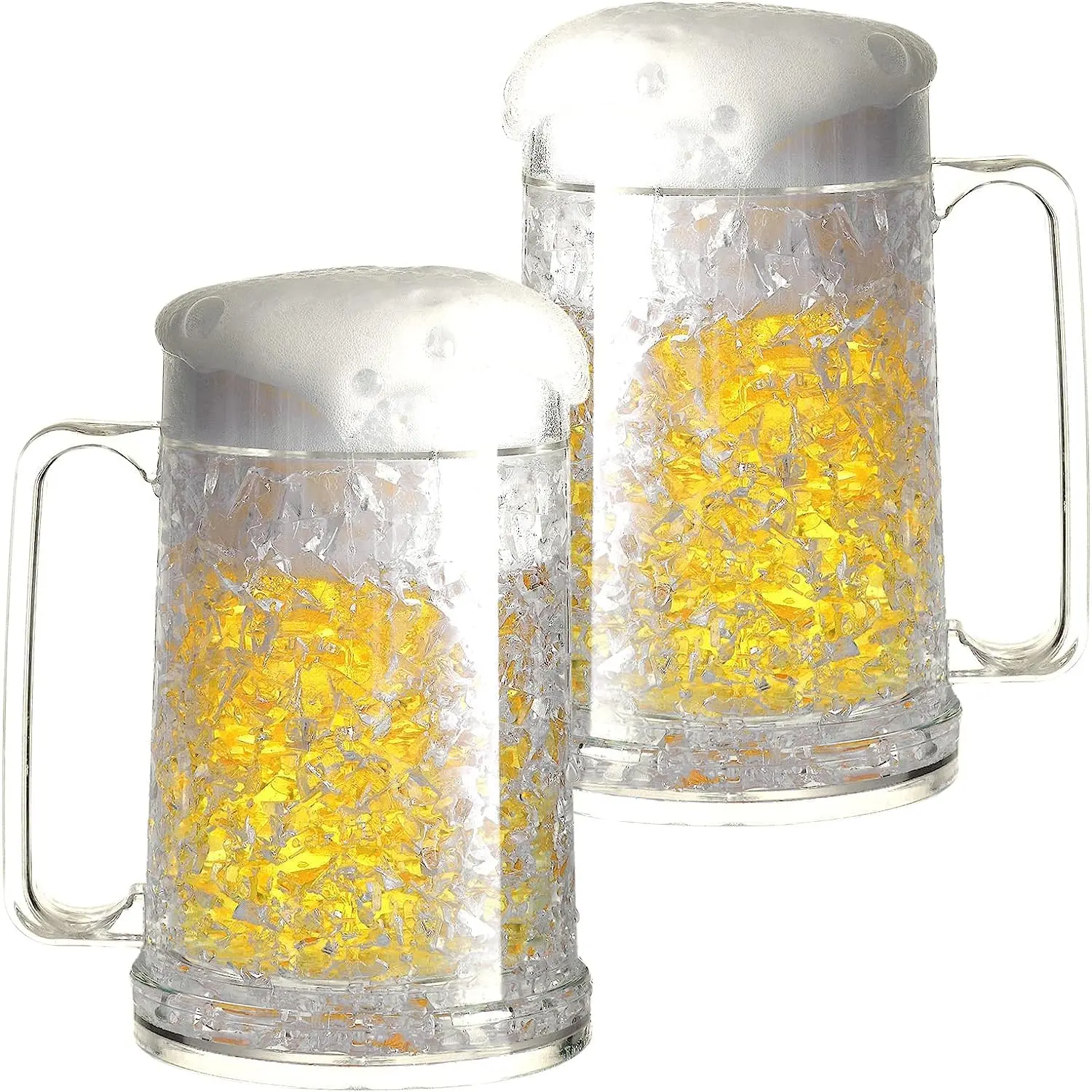 Double Wall Gel Frosty Freezer Ice Mugs Clear 16oz Set Of 2 (white)