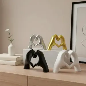 Mini Hand Shaped Design Resin Ornament, Abstract Figure Sculpture, 1 Count Modern Couple Themed Desktop Decoration, Home Decor Supplies for Living Room Bedroom Office