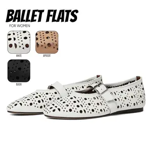 Ballet Flats For Women Round Toe Flat Heel Slip On Adjustable Buckle Hollow Out Design Fashionable Mary Jane Work Party Date Casual Outing Ballerina Trendy Shoes Deals For You Days