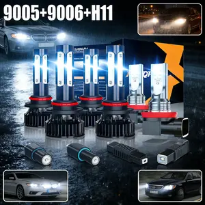 Professional Grade 6pcs LED Headlight & Fog Light Bulb Combo 6000-6500K Super Bright White Light Fit for Most Cars SUV Trucks Easy Installation No Battery Needed, Car Accessories