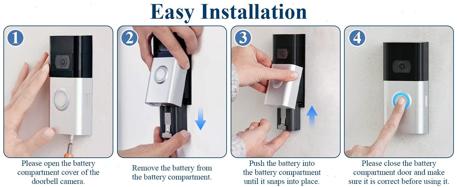 Replacement Battery for Ring Doorbell 2/3/3Plus/4 Spotlight & Stick Up Camera 7200mAh Li-ion Type-C Charger Dual Charging Station Red Green Signal Indicators Replacement Battery for Ring Doorbell 2/3/3Plus/4 Spotlight & Stick Up Camera 7200mAh Li-ion Type-C Charger Dual Charging Station Red Green Signal Indicators
