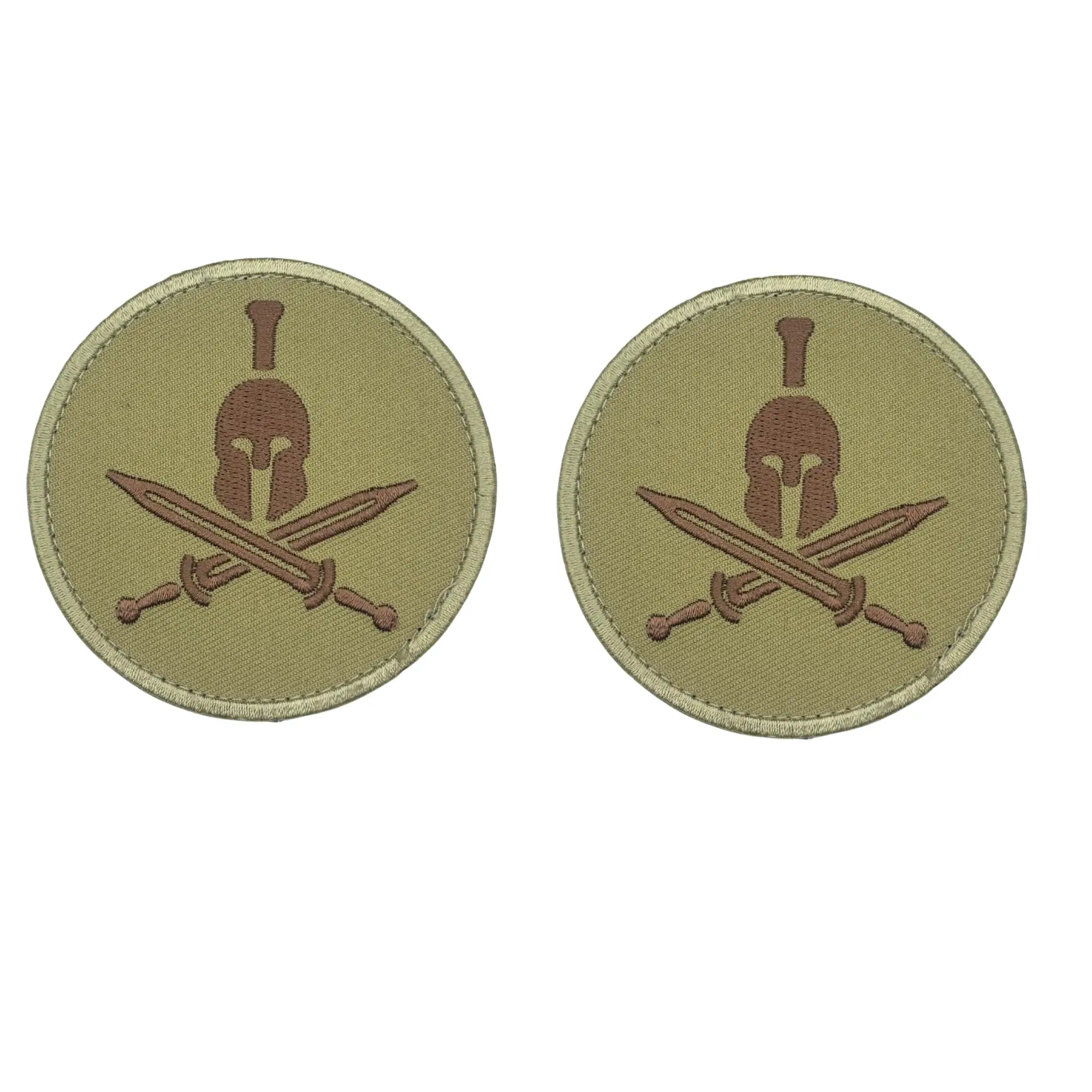 2PC Light Tan Come Take it Spartan 3 Inch Hook Fastener Patch for Uniforms, Clothing, Costumes, and More