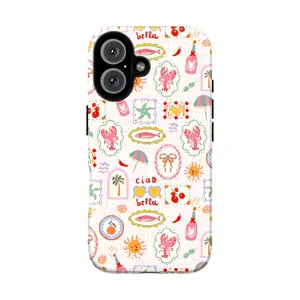 Italian Summer Ciao Bella Phone Case – Cute Coastal Cowgirl Phone Cover for iPhone 11–17 & Galaxy S21–S26, Aesthetic Mediterranean Lobster, Starfish & Seafood Pattern, Italy Vacation Tough Case, Vacation Gift