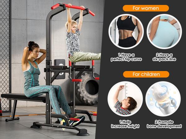 Soges Multi-function Pull Up Bar and Dip Station, Freestanding Power Tower with Folding Dumbbell Bench, Height Adjustable Pull Up Station for Home Gym, 330 LBS Weight Capacity, Full Body Strength Training Machine, Indoor Fitness Exercise Workout Equipment Soges Multi-function Pull Up Bar and Dip Station, Freestanding Power Tower with Folding Dumbbell Bench, Height Adjustable Pull Up Station for Home Gym, 330 LBS Weight Capacity, Full Body Strength Training Machine, Indoor Fitness Exercise Workout Equipment