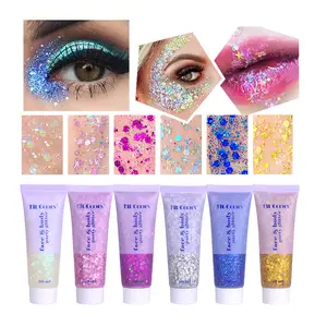 Body Glitter Gel, Face Glitter Body Gel Sequins Shimmer Liquid Eyeshadow, Chunky Glitter For Face Hair Nails, Holographic Cosmetic Laser Powder Festival Glitter Makeup,Independencee Day Cosplay