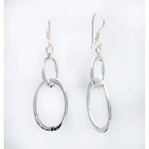 Oval Link Silver Earrings