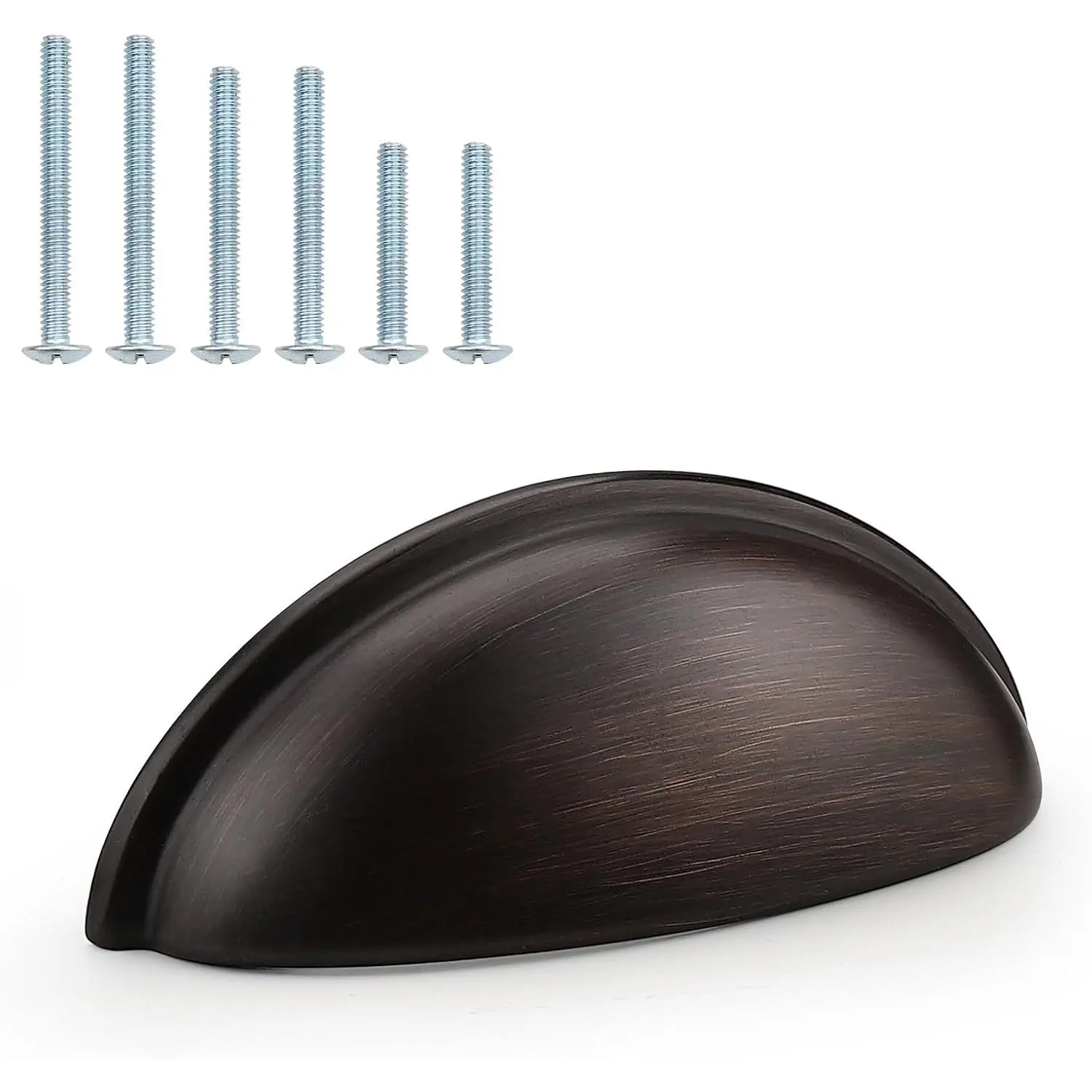 (6 Pack Cabinet Cup Pulls Oil Rubbed Bronze Drawer Pulls 3 Inch(76mm) Hole Center Bin Cup Cabinet Handles Kitchen Cabinet Hardware Modern Drawer Handles Knobs Shell Style Cabinet Pulls