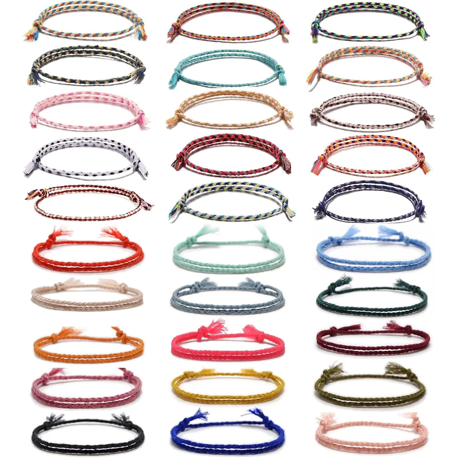 30Pcs Woven Wrap Friendship Bracelets for Women Men Adjustable Colorful ...