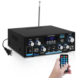 AK-55 Bluetooth 5.0 HiFi Stereo Digital Audio Amplifier Receiver for Home Speakers (4-16?)System 600W Dual Channel Power Sound Amp Receiver w/AUX, FM, MIC, USB Echo, Reverb Delay-US Plug Black Karaoke Noise Remote Wireless Smartphone