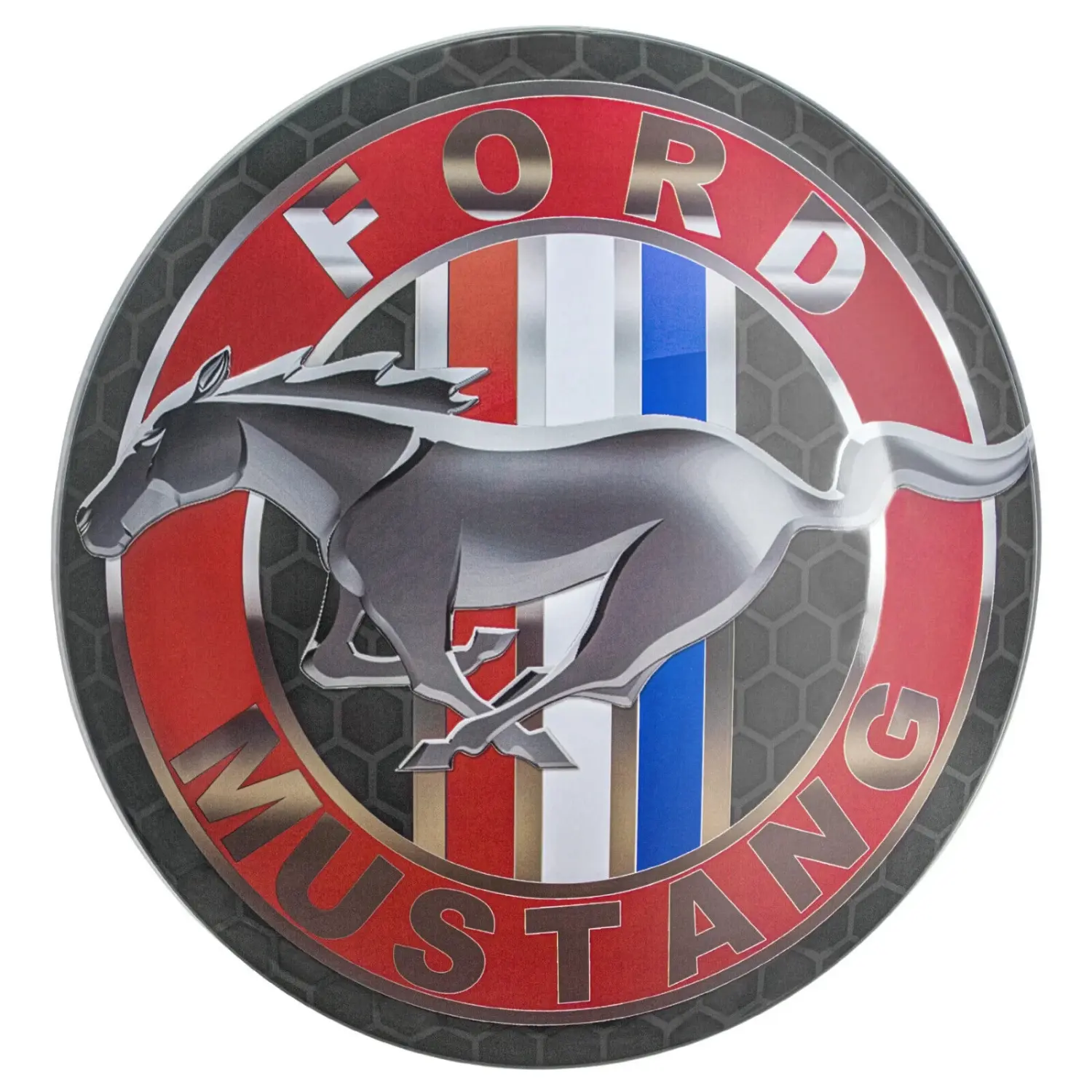 Ford Mustang Dome and Rounded 16" Metal Sign Man Cave Garage Home Wall Decor, Lightweight, Retro, Decorative, Garage Decor