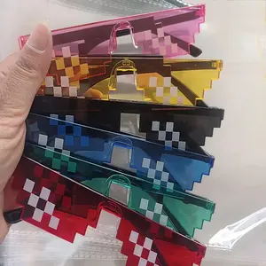 1 pair Colorful Mosaic Glasses Design, Party Accessories, Retro Pixel Glasses , Suitable For Birthdays, Weddings, Christmas, Cosplay Events, Plastic Universal Photo Props, Group Costume Parties, Festive Celebration Accessories, Party Decoration Supplies